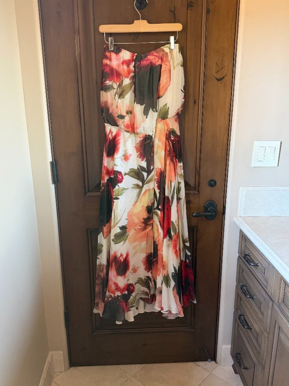 Haute Hippie 100% Silk Floral Strapless Maxi Dress Size S